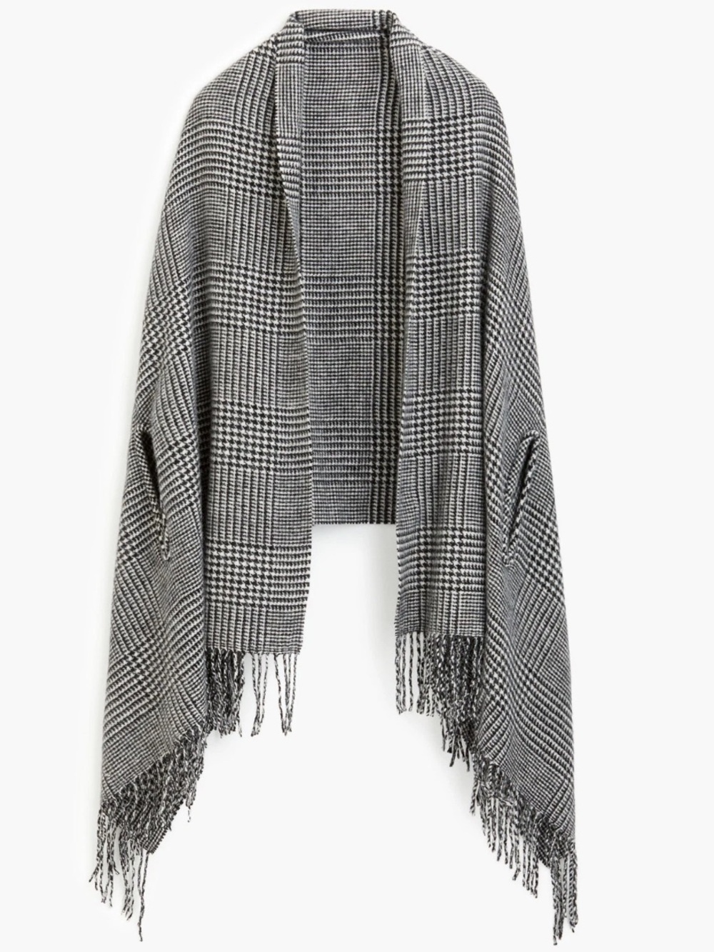 J Crew Wool Blanket Cape Scarf in Glen Plaid